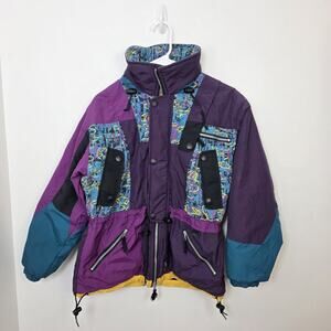 Obermeyer Girl's Purple Blue Black Cinch Retro Ski Outdoor Coat Size 14